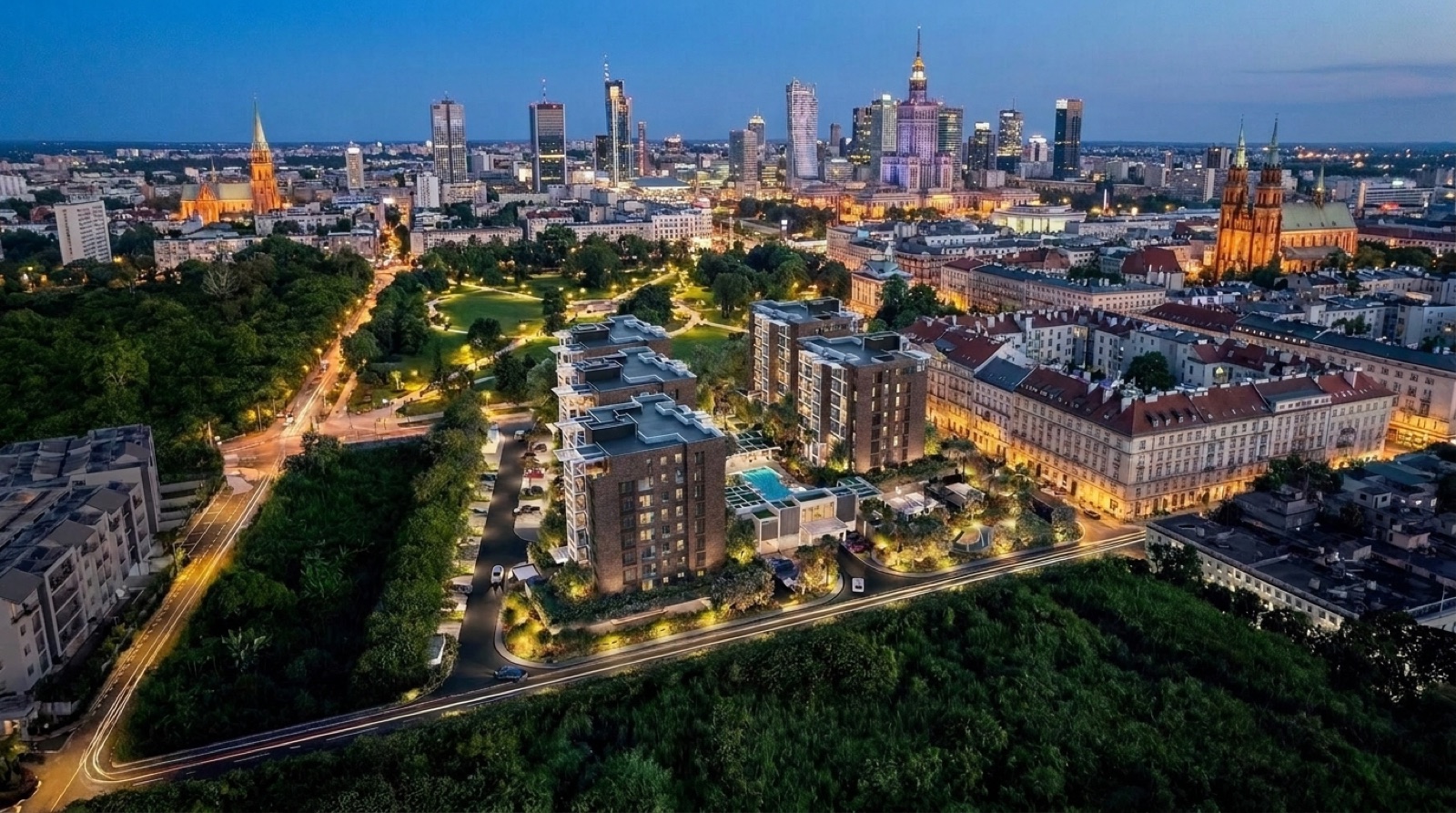 Aerial cityscape scene